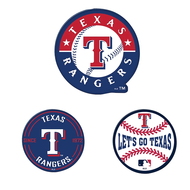 Lot de 3 aimants de réfrigérateur haut de gamme WinCraft Texas Rangers