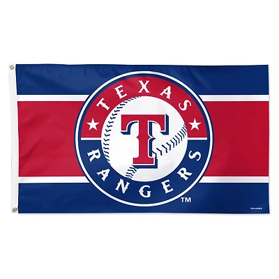 Drapeau de luxe à rayures horizontales WinCraft Texas Rangers 91 x 152 cm (3 pi x 5 pi) à une face