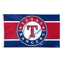 Drapeau de luxe à rayures horizontales WinCraft Texas Rangers 91 x 152 cm (3 pi x 5 pi) à une face