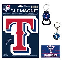 Lot de 4 porte-clés et aimants WinCraft Texas Rangers