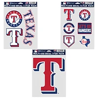 Lot de trois autocollants pour supporters des Texas Rangers de WinCraft