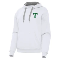 Women's Antigua  White Texas Rangers St. Patrick's Day Victory Pullover Hoodie