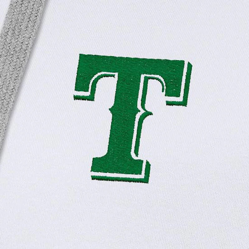 Women's Antigua  White Texas Rangers St. Patrick's Day Victory Pullover Hoodie