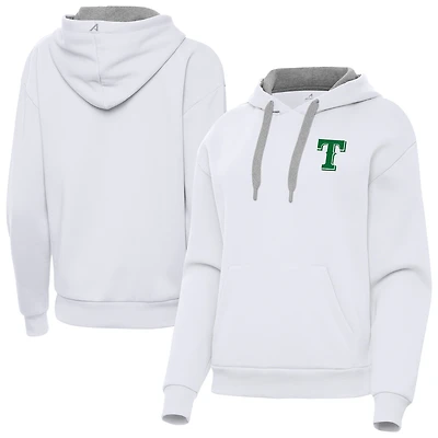 Women's Antigua White Texas Rangers St. Patrick's Day Victory Pullover Hoodie