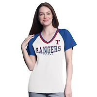 Women's G-III 4Her by Carl Banks  White/Royal Texas Rangers Ball Park Raglan V-Neck T-Shirt