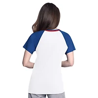 Women's G-III 4Her by Carl Banks  White/Royal Texas Rangers Ball Park Raglan V-Neck T-Shirt