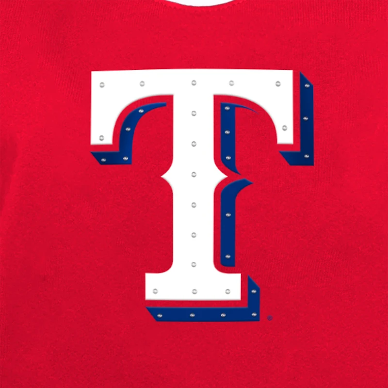 Women's New Era  Red Texas Rangers Game Day Rhinestone V-Neck T-Shirt