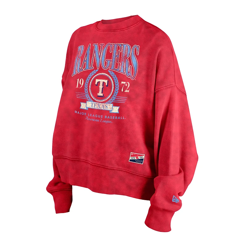 Pull court en polaire délavé aux enzymes rouge Texas Rangers de New Era pour femme
