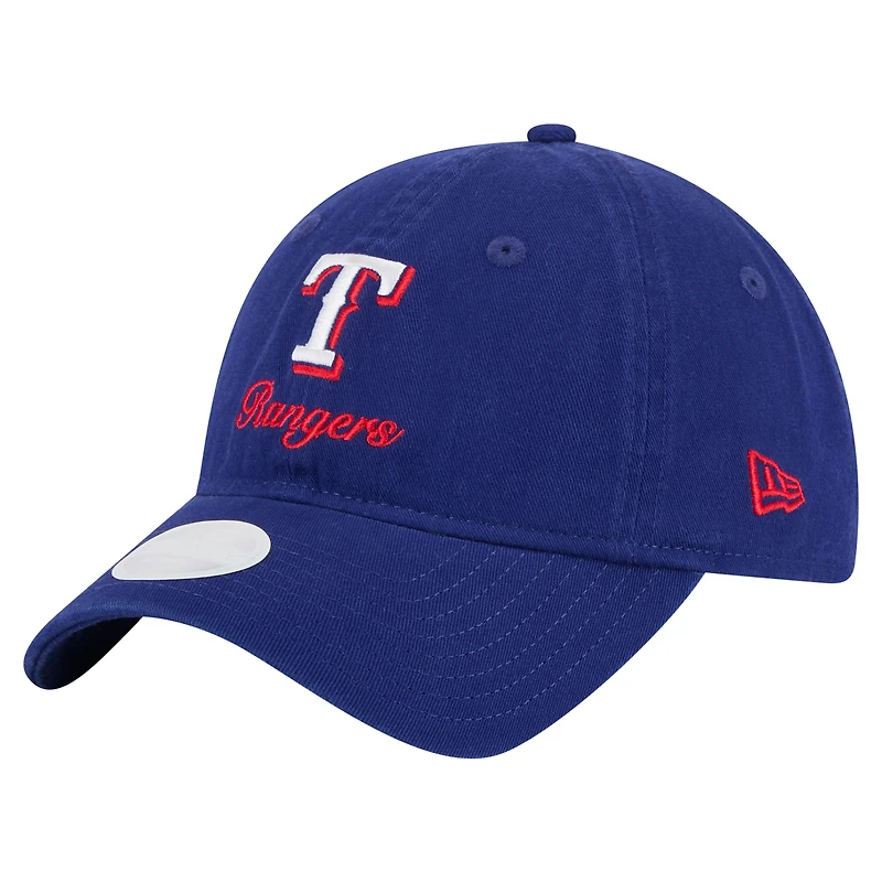 Casquette ajustable New Era Royal Texas Rangers Preppy Team 9TWENTY pour femme