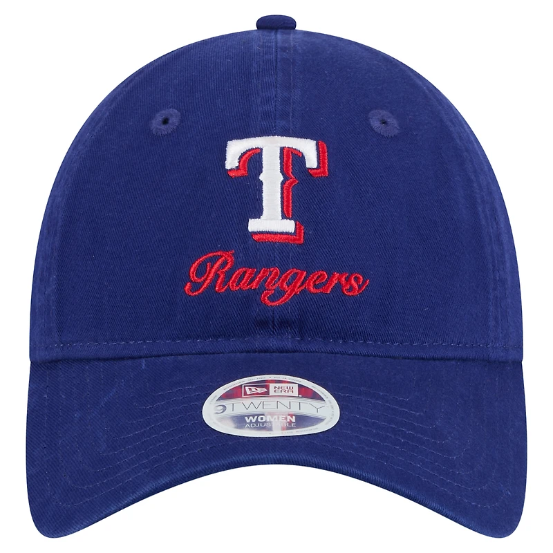 Casquette ajustable New Era Royal Texas Rangers Preppy Team 9TWENTY pour femme