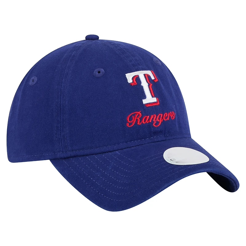 Casquette ajustable New Era Royal Texas Rangers Preppy Team 9TWENTY pour femme