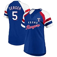 Women's Profile Corey Seager Royal Texas Rangers Plus Name & Number Raglan T-Shirt