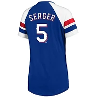 Women's Profile Corey Seager Royal Texas Rangers Plus Name & Number Raglan T-Shirt