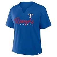 T-shirt à col cranté avec logo des Royal Texas Rangers pour femme, grande taille