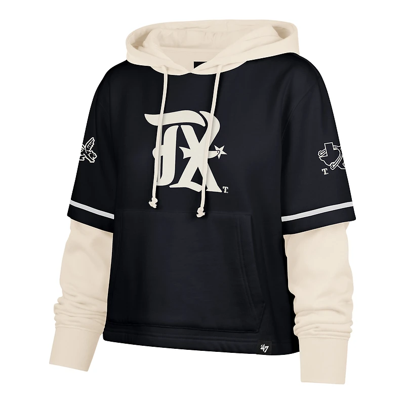 Women's '47  Navy Texas Rangers City Connect Shortstop Cropped Pullover Hoodie