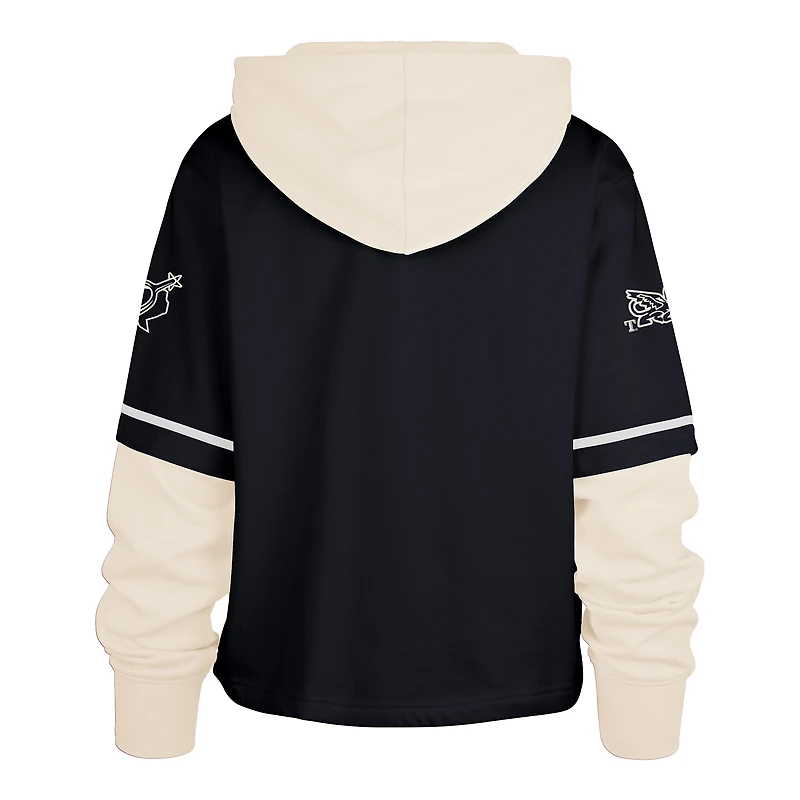 Women's '47  Navy Texas Rangers City Connect Shortstop Cropped Pullover Hoodie
