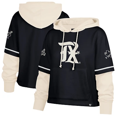 Women's '47  Navy Texas Rangers City Connect Shortstop Cropped Pullover Hoodie