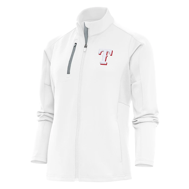 Women's Antigua White Texas Rangers Logo Generation Full-Zip Jacket