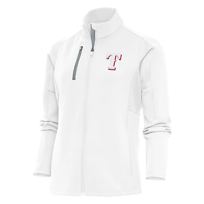 Veste zippée complète pour femme Antigua White Texas Rangers Logo Generation