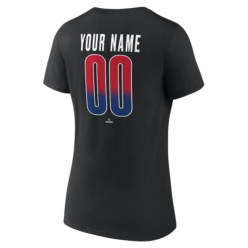 Women's Black Texas Rangers Home Field Pop Personalized Name & Number V-Neck T-Shirt
