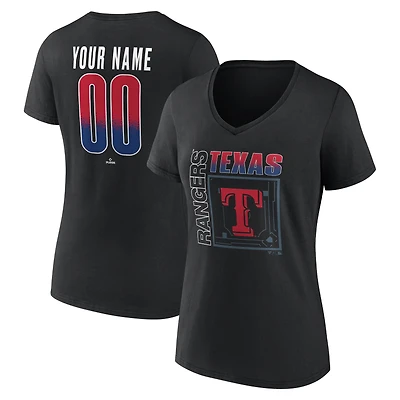 Women's Black Texas Rangers Home Field Pop Personalized Name & Number V-Neck T-Shirt