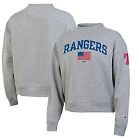 Sweat-shirt Champion pour femme, gris chiné, Texas Rangers, Americana Triumph Fleece Tri-Blend