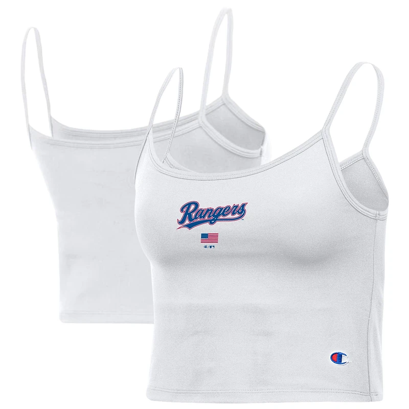 Women's Champion White Texas Rangers America Scoop Tank Top