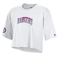Women's Champion  White Texas Rangers Boyfriend Cropped Americana T-Shirt