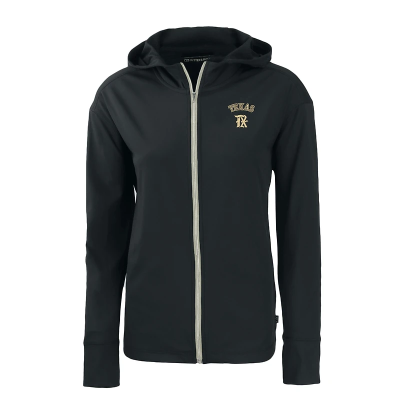 Women's Cutter & Buck Black Texas Rangers City Connect Daybreak Eco Recycled Full-Zip Hoodie