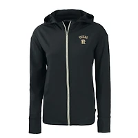Women's Cutter & Buck Black Texas Rangers City Connect Daybreak Eco Recycled Full-Zip Hoodie