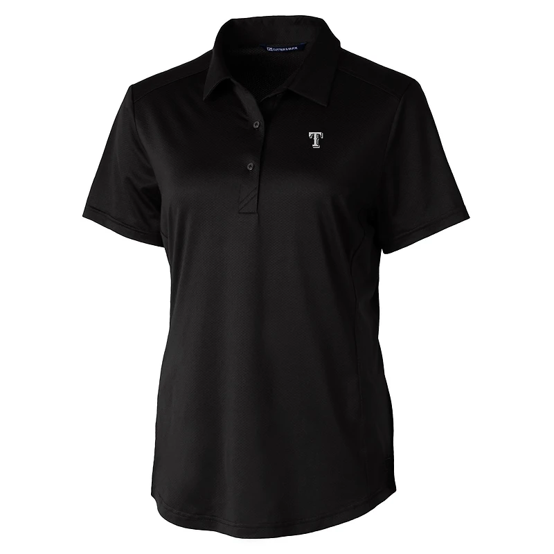Women's Cutter & Buck Black Texas Rangers Eco Textured Stretch Recycled Polo