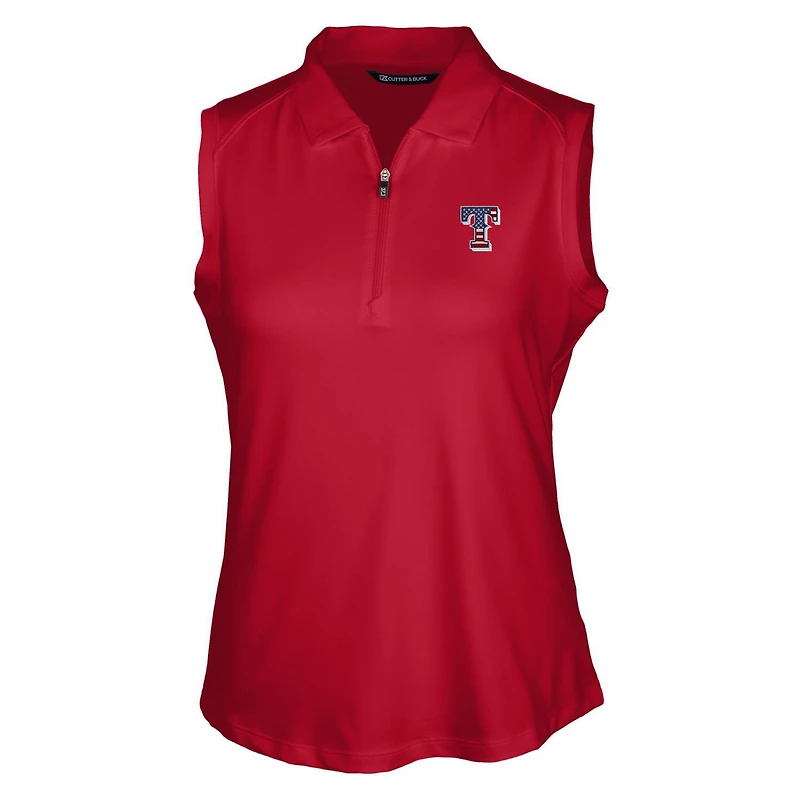 Women's Cutter & Buck Cardinal Texas Rangers Americana Logo DryTec Forge Stretch Sleeveless Polo