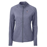 Women's Cutter & Buck Heather Navy Texas Rangers Adapt Eco Knit Recycled Full-Zip Top