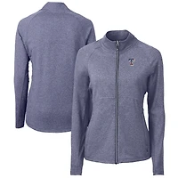 Women's Cutter & Buck Heather Navy Texas Rangers Adapt Eco Knit Recycled Full-Zip Top