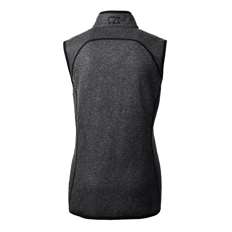 Women's Cutter & Buck Heathered Charcoal Texas Rangers Mainsail Sweater-Knit Full-Zip Vest