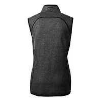 Women's Cutter & Buck Heathered Charcoal Texas Rangers Mainsail Sweater-Knit Full-Zip Vest