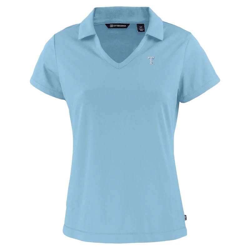 Polo à col en V recyclé Daybreak Eco DryTec bleu clair pour femme des Texas Rangers Cutter & Buck