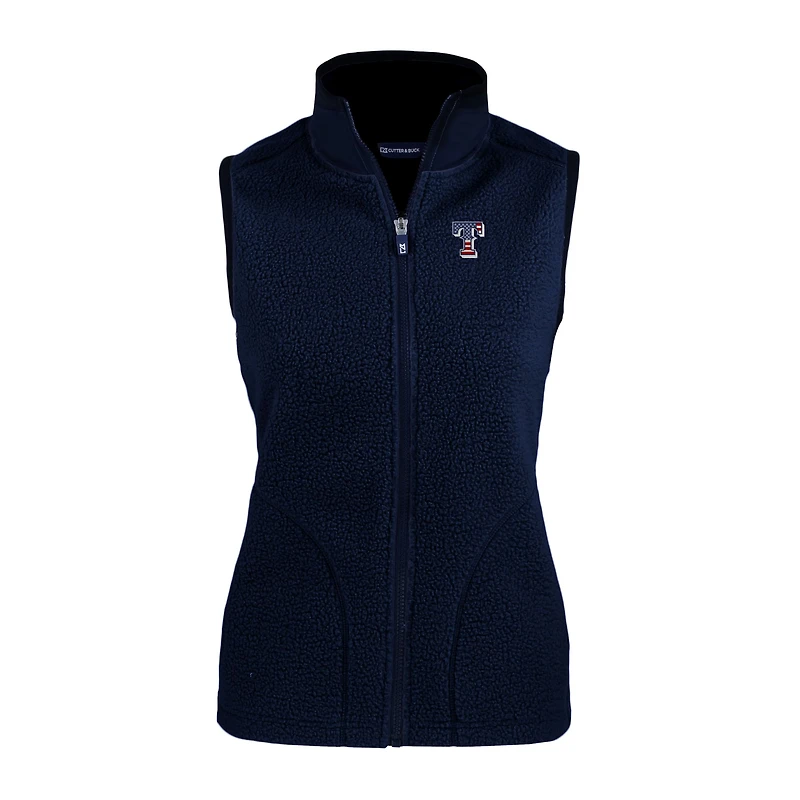 Gilet zippé en polaire Sherpa écologique Cascade pour femme, bleu marine, Cutter & Buck, Texas Rangers