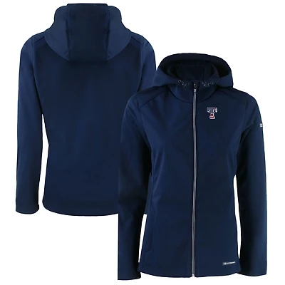 Women's Cutter & Buck Navy Texas Rangers Evoke Eco Softshell Recycled Full-Zip Jacket