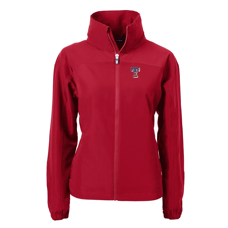 Women's Cutter & Buck  Red Texas Rangers Charter Eco Recycled Full-Zip Jacket