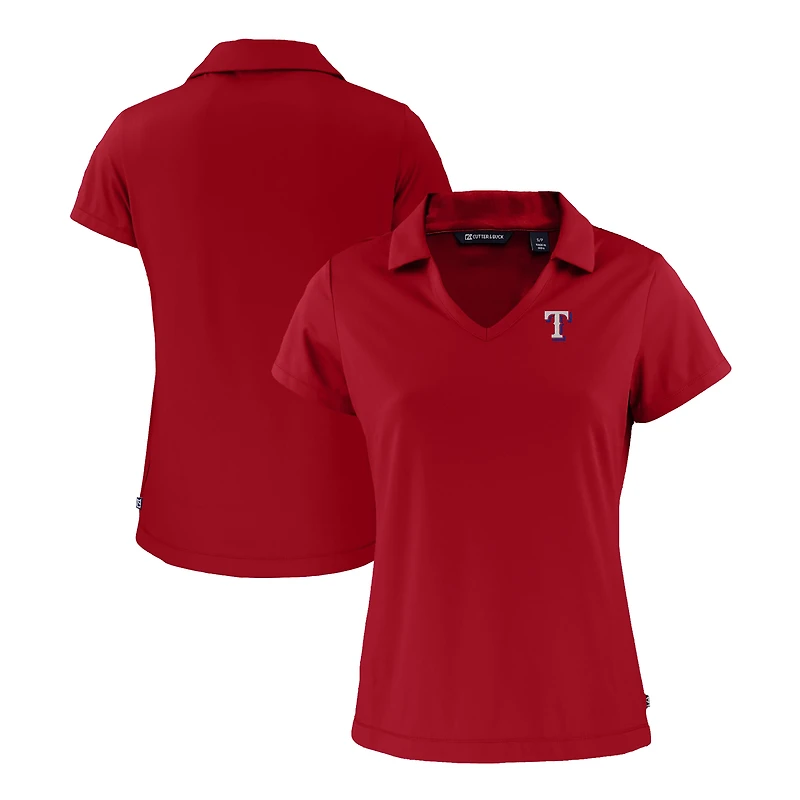 Women's Cutter & Buck Red Texas Rangers Daybreak Eco Recycled V-Neck Polo