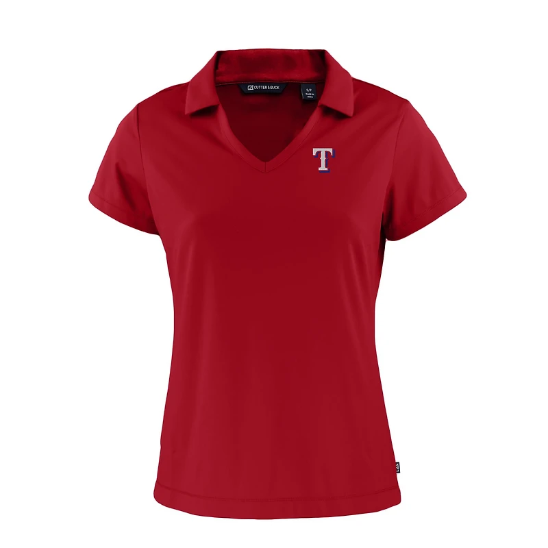 Women's Cutter & Buck Red Texas Rangers Daybreak Eco Recycled V-Neck Polo