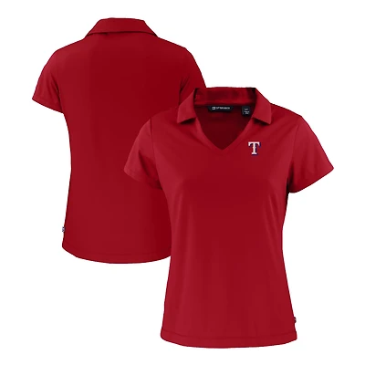 Women's Cutter & Buck  Red Texas Rangers Daybreak Eco Recycled V-Neck Polo