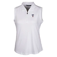 Polo sans manches extensible DryTec Forge pour femme, blanc, avec logo Americana des Texas Rangers, Cutter & Buck