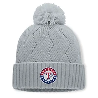 Women's Fanatics Gray Texas Rangers Shifted Knit Hat with Pom