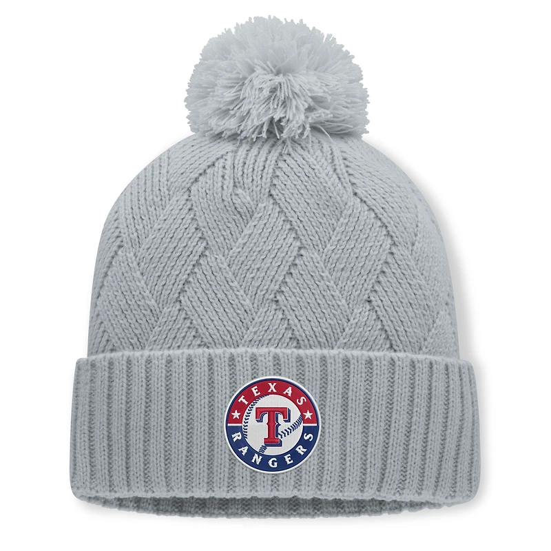 Women's Fanatics Gray Texas Rangers Shifted Knit Hat with Pom