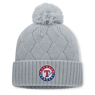 Women's Fanatics Gray Texas Rangers Shifted Knit Hat with Pom