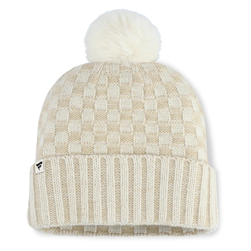 Women's Fanatics  Natural Texas Rangers Matchstick Cuffed Knit Hat with Pom