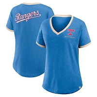 T-shirt à col en V pour femme Fanatics Royal Texas Rangers Binge Worthy Stadium Slub