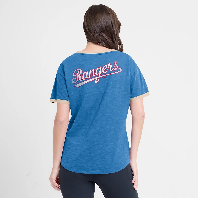 Women's Fanatics Royal Texas Rangers Binge Worthy Stadium Slub V-Neck T-Shirt